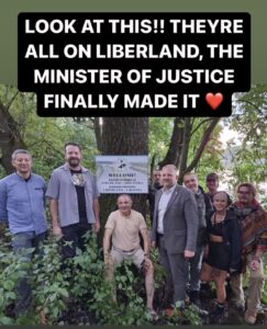 The President and citizens of Liberland on the ground in Liberland